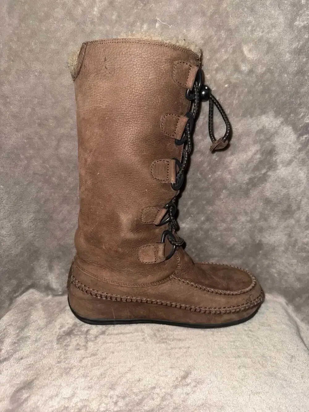 FitFlops Tall Mukluk Moc 2 Shearling Lined Boots Chocolate Brown Womens Sz 6